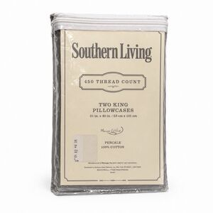 Southern Living King Pillowcases Gray 450TC Cotton Percale Discontinued New
